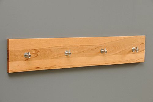 Holz-Projekt-Summer Wandgarderobe Flurgarderobe Holzgarderobe Kleiderhakenleiste Hakenleiste Garderobenbrett Garderobenleiste Massivholz Kernbuche inklusive Haken (60cm x 18cm x 25mm, Kernbuche) Cover