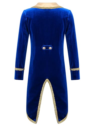 renvena Boys Royal Court Prince Tuxedo Coat Halloween Carnival Long Sleeves Golden Trim Tailcoat Jacket2