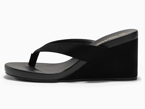 Image of Coutgo Womens Wedge Heels Sandals Platform Flip Flops Slides Slip On Summer Beach Shoes