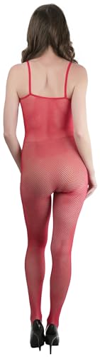 Image of ToBeInStyle Women's Bodystocking Crotchless Peek-A-Boo Fishnet Lace Bodysuit