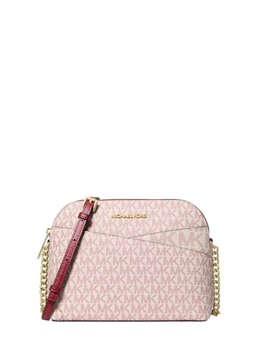 Michael Kors Sac à main pour femme Jet Set Travel Medium Logo Dome Sac à bandoulière, Cerise multicolore, Bandoulière
