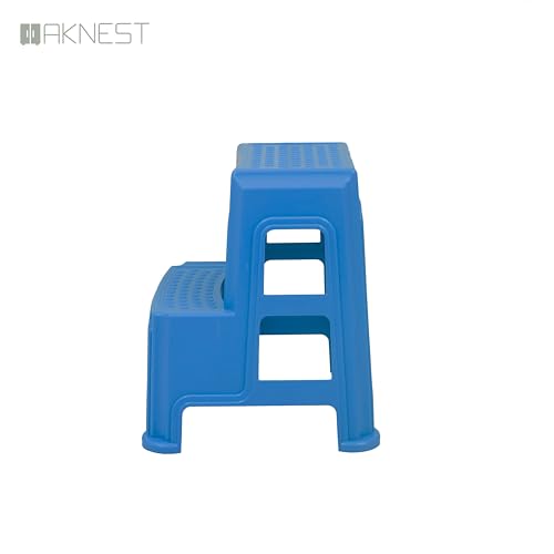 Image of Oaknest Supreme Multipurpose Plastic 2-Step Stool for Kids & Adults - Anti-Slip Lightweight Stepping Stool for Kitchen, Bathroom & Home - French Blue, 1 Piece