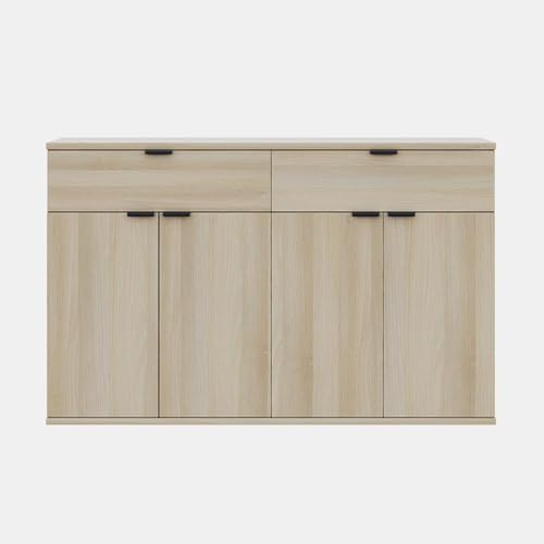 Image of Wakefit Engineered Wood Sideboard | 1 Year Warranty | Storage Cabinet for Home Kitchen Living Room | 2 Closed Compartments & 2 Drawers | Kimani - Moldau Acacia