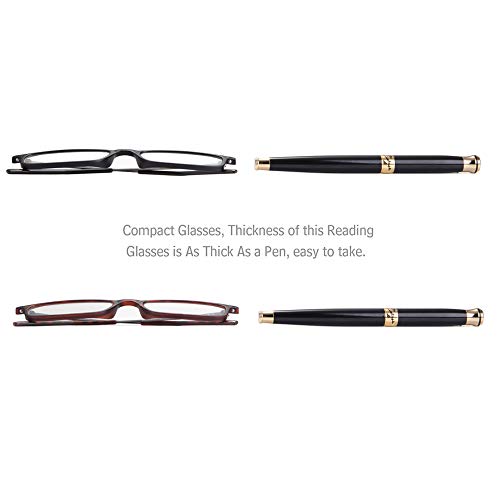 EYEGUARD Reading Glasses with Portable Case Slim Mini Pocket Readers for Women Men Eye Glasses