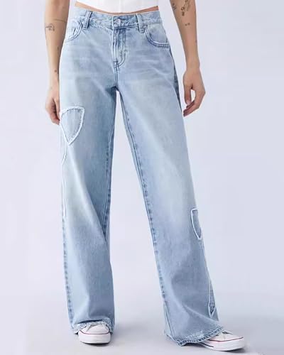 CORIRESHA Women's Cute Bow Jeans Straight Leg Casual Baggy Y2K Denim Pants3