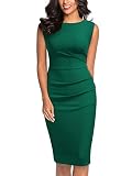 Miusol Women's Retro Ruffle Style Slim Work Pencil Dress(Medium, Dark Green)