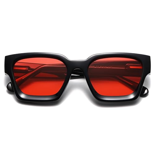 Thick Square Sunglasses for Men Women Retro Chunky Rectangle Sun Glasses UV Protection Designer Shades Style PT20082