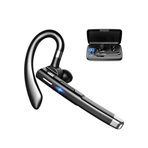 Image of Bluetooth Earpiece V5.1 Headset with LED Charging Case, Waterproof Hands-Free Wireless Earphone for Business, Office & Driving, Noise Cancelling Mic, Compatible with Android /iPhone Devices