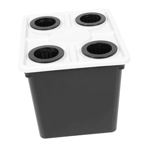 DECOMELODY Greenhouse Soilless Cultivation Bucket Hydroponic Vegetable Planting Barrel Black 4-hole Plastic Dutch Pot for Hydroponics System