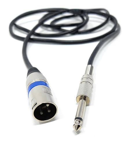 DRUT 2m XLR Male to 6.35mm TS Mono Male Plug Audio Connector, Microphone Screened Cable for Amplifiers Music Instruments 6.5ft