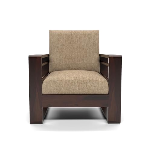 Image of Solid Sheesham Wood 5 Seater Sofa Set | (3+1+1) Five Person Sofa for Living Room | Stylish & Durable 5 Seater Sofa for Office & Home Furniture (Selen Walnut, 5 Seater)