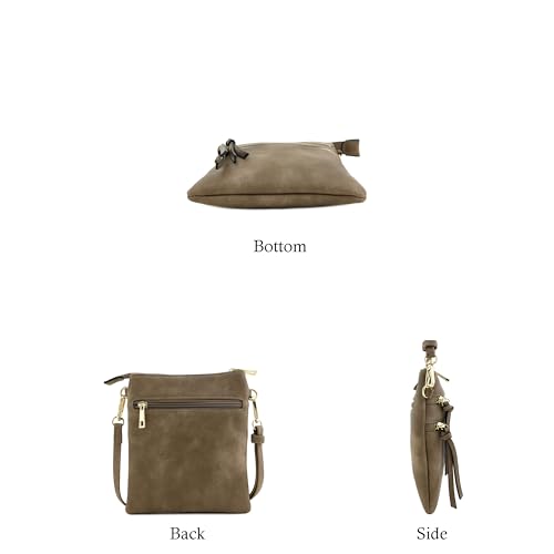 Image of Isabelle Small Lightweight Shoulder Bag for Women, Mini Multi Zipper Pocket Crossbody Handbag with Adjustable strap