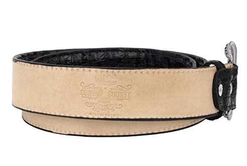 El Presidente - Mens Black Alligator Pattern Western Cowboy Belt Leather4