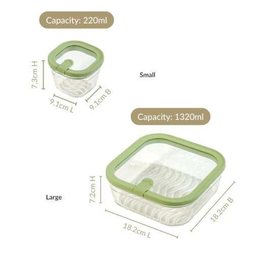 Image of Nestasia Vento Glass Containers with Lid Set of 5 (220ml x 4, 1320ml x 1) - Microwave, Refrigerator & Dishwasher Safe Containers with Air Vent Lid for Fridge Storage (Green)