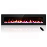 Cheerway 72 inch Ultra-Thin Electric Fireplace Heater, Wall Mounted & Recessed Electric Fireplace Insert, Linear Fireplace w/Thermostat, 13×13 Flame Color, Remote & Touch Control w/Timer, 750W/1500W