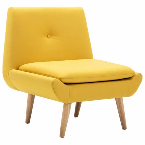 vidaXL Fauteuil sans Accoudoirs Revêtement Tissu Jaune Chaise Canapé de Salon