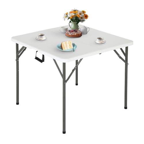 FDW 34' Folding Card Table Plastic Table Portable Square Height Dining Table Perfect for Party and...
