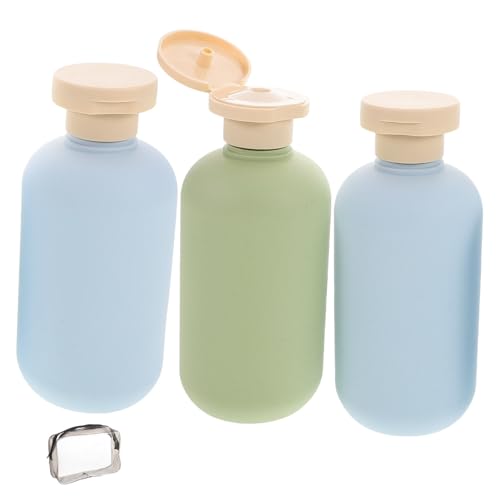 NUOLUX シャンプーボトル 200ml トラベル 容器 ボトル 旅行 詰め替え 携帯用 シャンプー用 おしゃれ 浴室 洗面所 シャンプー 持ち歩き容器 持ち運び 3本セット 収納ポーチ付き 1緑+2青