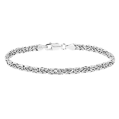 Miabella Italian 925 Sterling Silver or 18K Gold Over Silver 4mm Byzantine Link Chain Anklet Ankle Bracelet for Women, Made in Italy