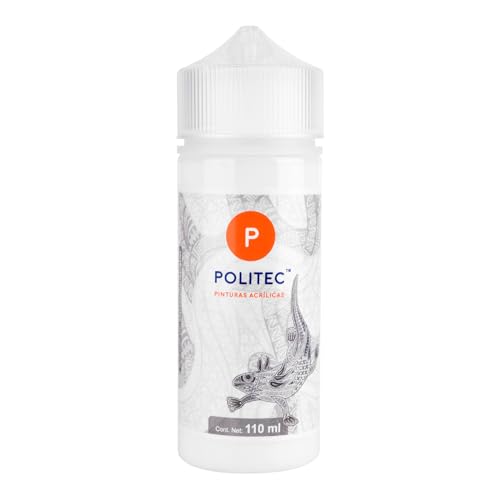 Politec - Pintura Acrílica Impermeable y Resistente a la Luz para Lienzos, Tela, Madera, Cristal, Piedras y Textiles (Blanco Titanio #301)