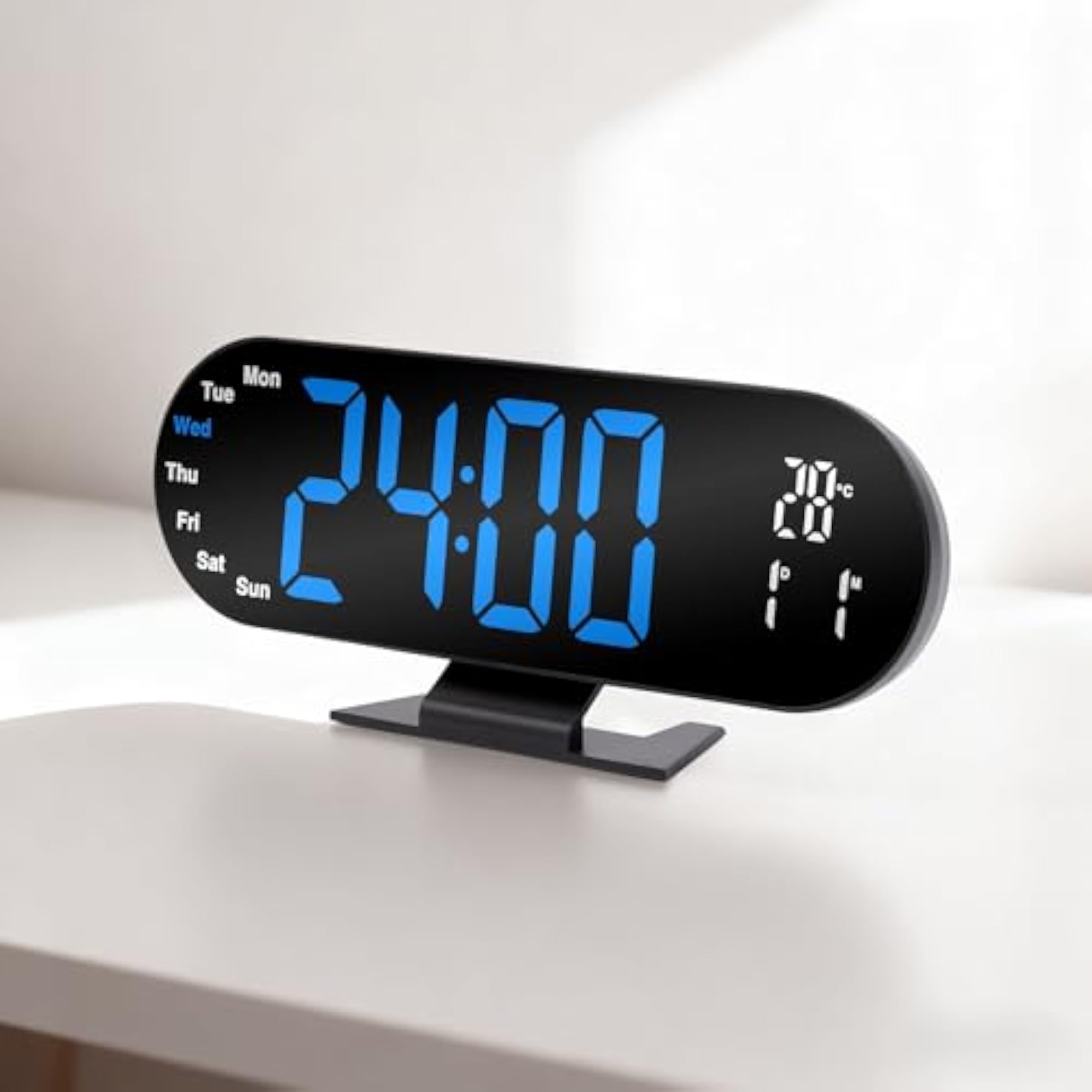 Desk & Wall Clock with Temperature and Calendar Display