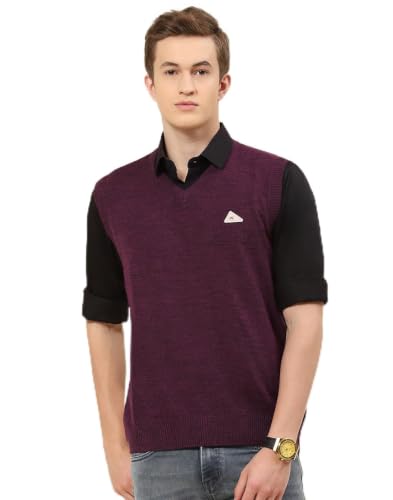 Image of Monte Carlo Men Regular Fit Sleeveless Solid V Neck Winter Sweater (Pack of 1)