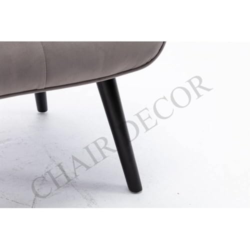 Image of Velvet Wingback Accent Chair for Living Room | Luxury High Back Tufted Armchair with Glossy Metal Legs | Modern Velvet Upholstered Lounge Chair for Home & Office | 1 Pc (Grey)