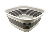 BPA-frei SAMMART 8L zusammenklappbare Wanne – Faltbare Geschirrwanne – tragbares Waschbecken – platzsparende Kunststoff-Waschwanne (Grau)