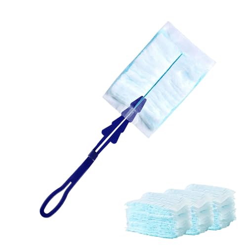 Hsyadazi- Recambios Desechables para Plumero (40 Unidades), Plumero Microfibra Atrapapolvo con Mango Incluido - para Limpieza en Hogar/Oficina/Escuela