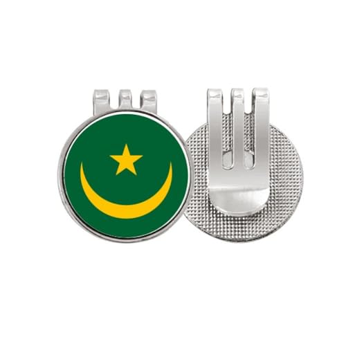 Marcador de pelota de golf de Mauritania esmaltado con clip magnético para visera de gorra