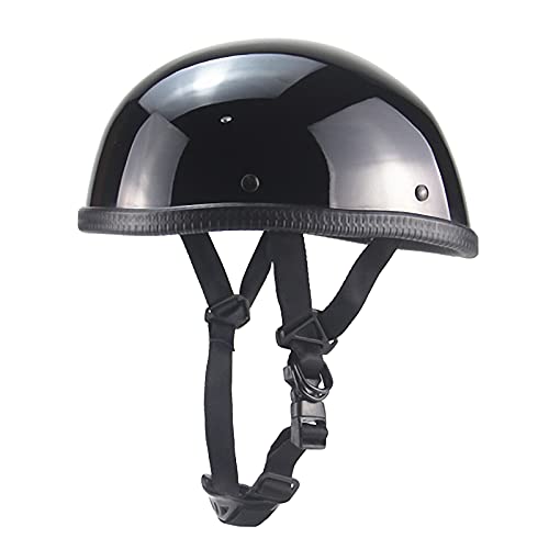 Motorcycle Half Helmet DOT Approved, Motorcycle Beanie Helmet, Skull Cap Half Helmet, Half Shell Helmet for Adults Men Women, Low Profile Cool Half Face Helmets, Bright Black M