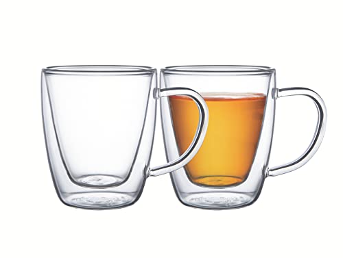 Conjunto de Xícaras Tramontina para Café e Chá Vidro Duplo com Alças 2 Peças