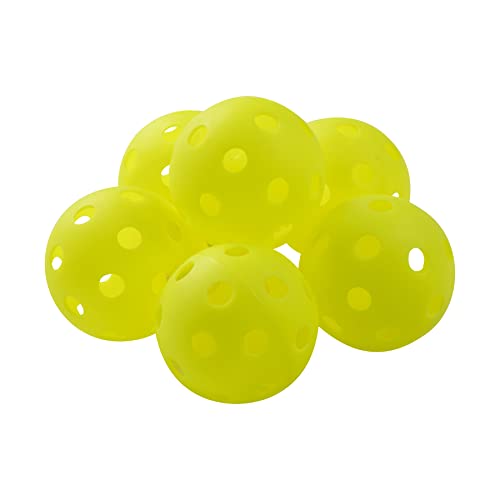 Champion Sports Indoor Pickleball Balls: Official Size Indoor Pickleballs - Optic Yellow Pickleball Ball Set For Indoor Courts - 6 Pack #TOP4