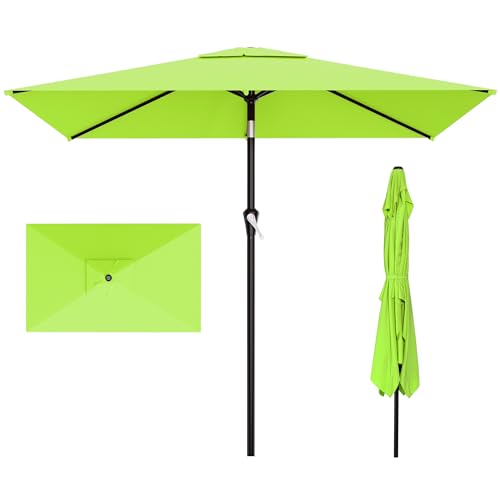 AreShark 6.5' x 10' Rectangular Patio Umbrellas for Outdoor, Outdoor Table Umbrella, Large Outdoor Patio Umbrellas with 6 Sturdy Ribs for Pool, Garden, Deck & Market (Apple Green)
