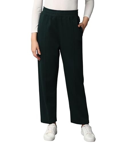 Image of Alan Jones Clothing Womens Mid Rise Stretch Straight Trousers | Straight Fit With Pin Tucks | Side Pockets | Concealed Drawstring Waist