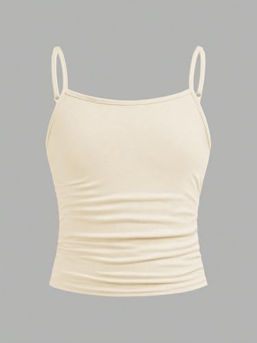 Image of SOLY HUX Girl's Tank Tops 3 Packs Cute Ruched Spaghetti Strap Camisole Slim Fit Undershirts