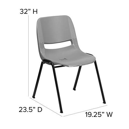 Flash Furniture Hercules Series 880 Lb. Capacity Gray Ergonomic Shell Stack Chair With Black Frame #TOP3