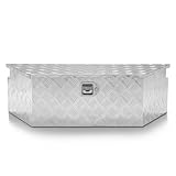 DNA MOTORING Trailer Tongue Box Truck Tool Box, Lockable Storage Box Truck Bed Tool Box Aluminum Truck Tool Box for Bed of Truck, with Lock & Keys, 38' X 14.25' X 12', Silver, TBOX-T5-002-ALU