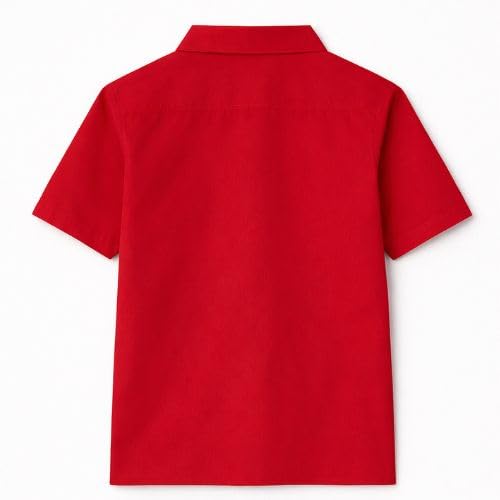 Image of Boys White School Shirt | Half Sleeve Regular Fit Cotton Uniform Shirt for Kids