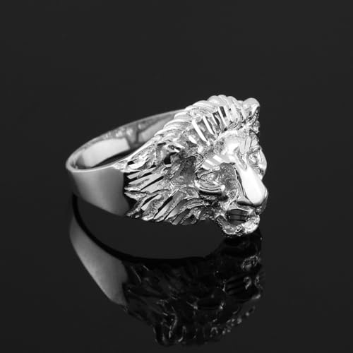 Claddagh Gold Men's .925 Sterling Silver Sparkle-Cut Lion Head Statement Ring | Available in Sizes 4-162