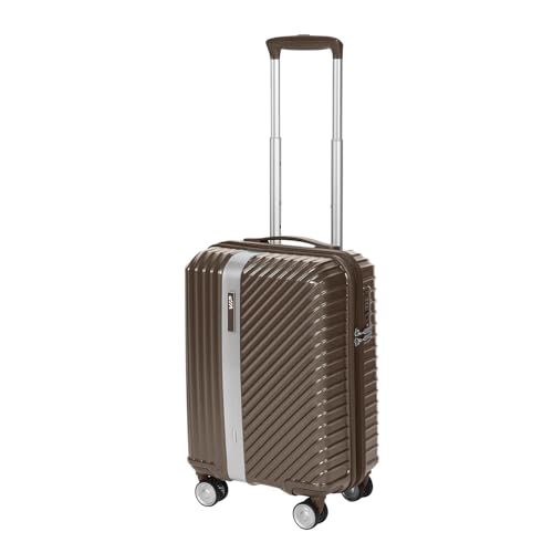 Image of VIP Barclay Cabin Trolley Bag 55cm | Small | Hard Luggage | 8-Wheel Suitcase with Shoe & Toiletry Pouch | Flushed TSA Lock with Anti-Theft Zipper | 3 Years International Warranty (Brown)