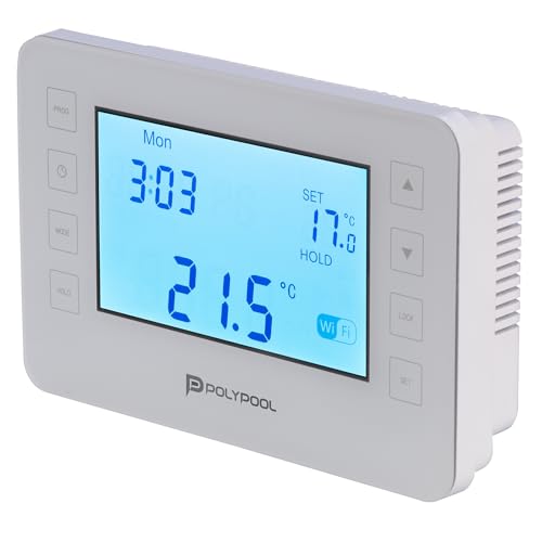 Poly Pool Pp1471 Cronotermostato Digitale Smart Wi-Fi Programmabile Display Lcd Con 6 Programmazioni Comando A Distanza Compatibile Con Alexa, Google 