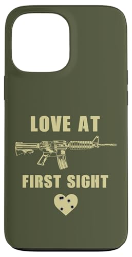Love at First Sight ? Men's Funny Sarcastic Gun Humor �X�}�z�P�[�X iPhone 13 Pro Max �p