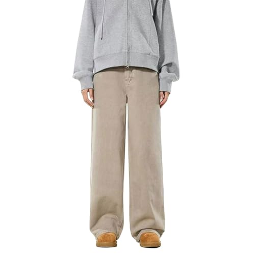 Jeans Pants Trousers Denim Men Retro Trendy Street Washed Khaki Loose Wide Leg Straight Dragging Casual Commuter