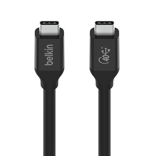 Belkin cable USB4 USB C a USB C con certificación USB IF y Power Delivery de hasta 100 W, 40 Gbps de transferencia de datos y retrocompatibilidad con Thunderbolt 3, USB 3.2 y otros, 0,8m