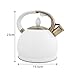 Stovetop Whistling Kettle, Food grade stainless steel kettle,copper plated handle, thickened five-layer composite bottom, suitable for all stoves/stoves including induction(White)