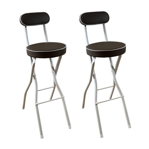 Tabourets de bar pliants 75 cm - Chaises hautes compactes marron avec dossier LWX - 2