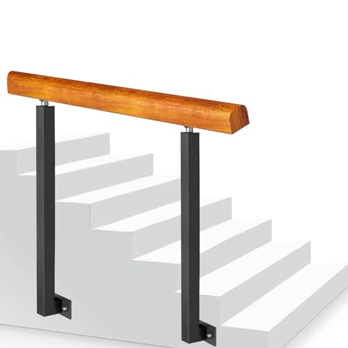Barandilla de escalera de madera ajustable MObyat con soportes de hierro 2
