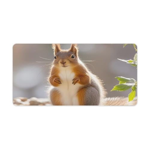 Protector para escritorio con diseño ardilla, base de goma antideslizante, grande