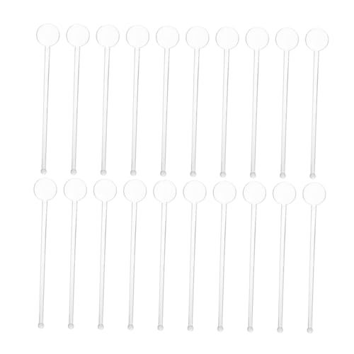 FUNOMOCYA 40Pcs Transparent Plastic Beverage Stirrers Round Head Mixing Sticks for Cocktails Coffee Juice and Iced Tea Reusable Drink Mixers for Home Bar and Parties